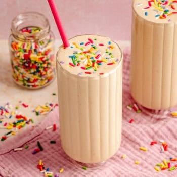 cake batter protein shake with sprinkles