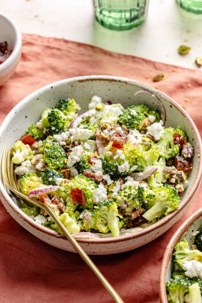 broccoli salad in serving bowl