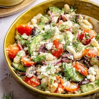 white bean salad in bowl