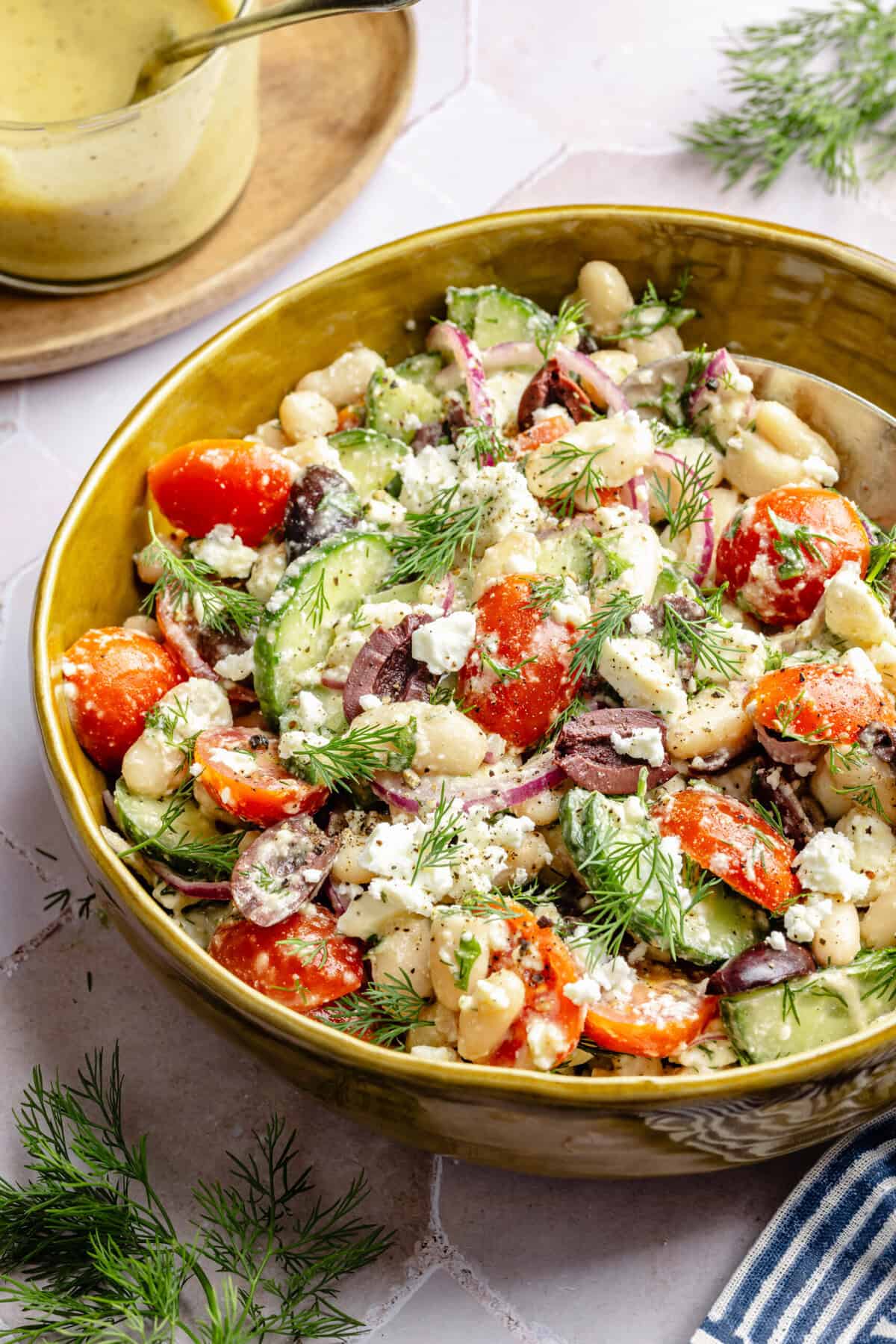 white bean salad in bowl
